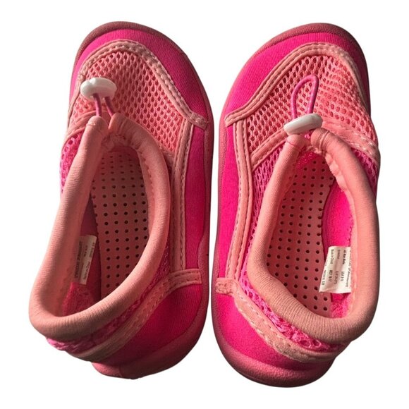 Wonder Nation Girls Swim Shoes Pink Mesh Slip On Size 9-10 Adjustable Drawstring - Picture 5 of 10